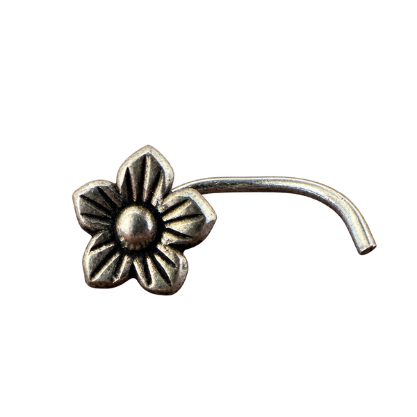Oxidized Flower Nose Pin, transparent catalogue view