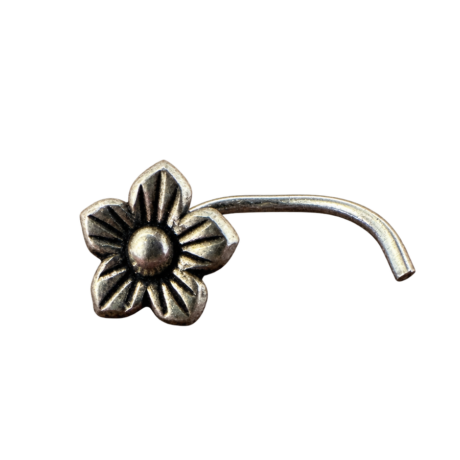 Oxidized Flower Nose Pin, transparent catalogue view