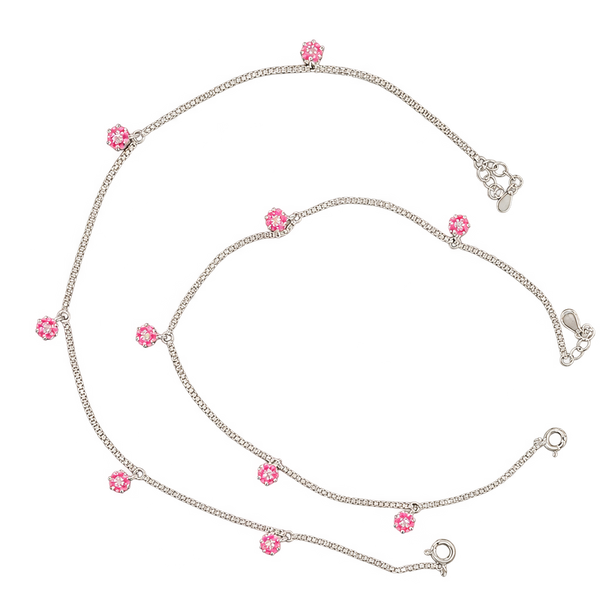Pink Flower Crystal Anklets, transparent catalogue view