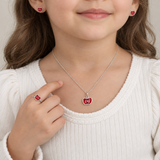 Red Apple Kids Jewellery Set, worn lifestyle view