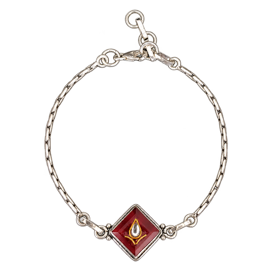 Red Enamel Diya Bracelet, transparent catalogue view