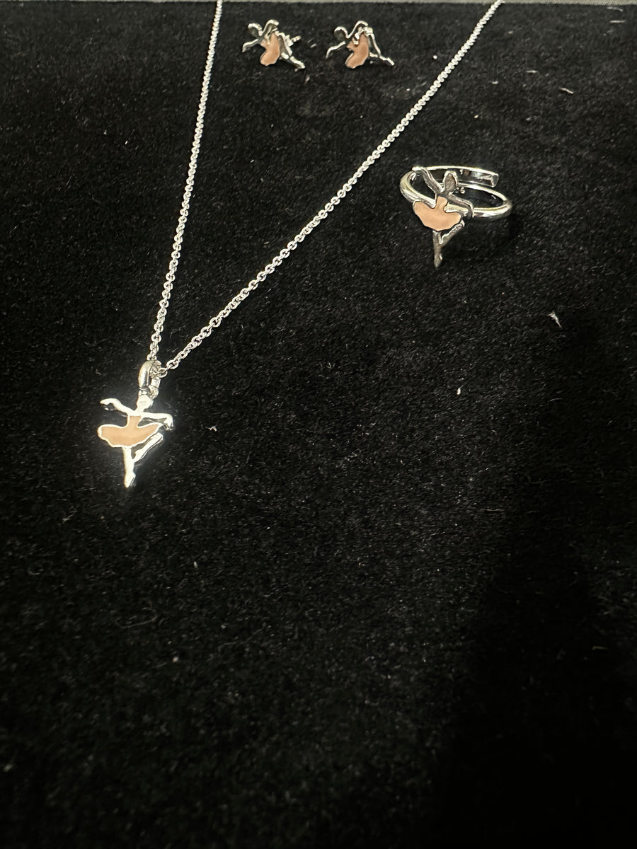 Rose Gold Ballerina Kids Jewellery Set, close-up view