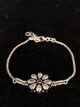 Silver-Tone Floral Center Bracelet, angled view