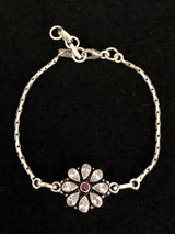 Silver-Tone Floral Center Bracelet, top view