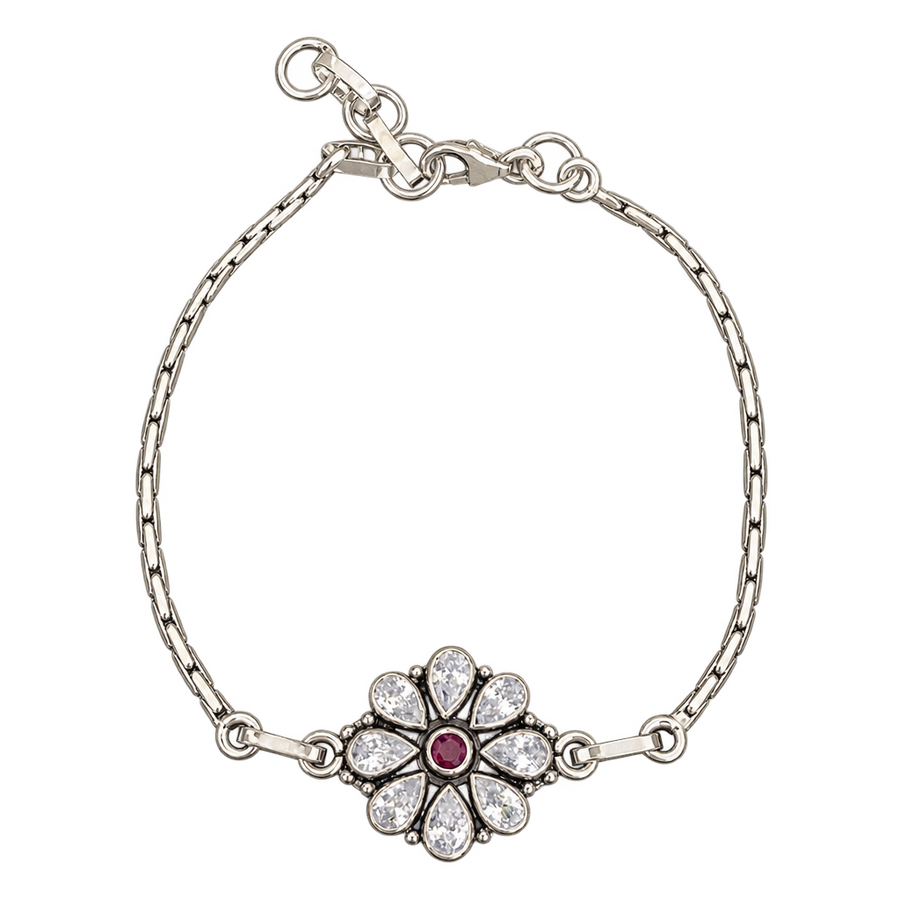 Silver-Tone Floral Center Bracelet, transparent catalogue view