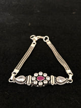 Ruby Teardrop Silver Bracelet, angled view