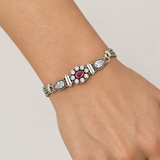 Ruby Teardrop Silver Bracelet, worn lifestyle view