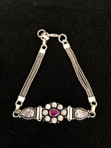 Ruby Teardrop Silver Bracelet, top view