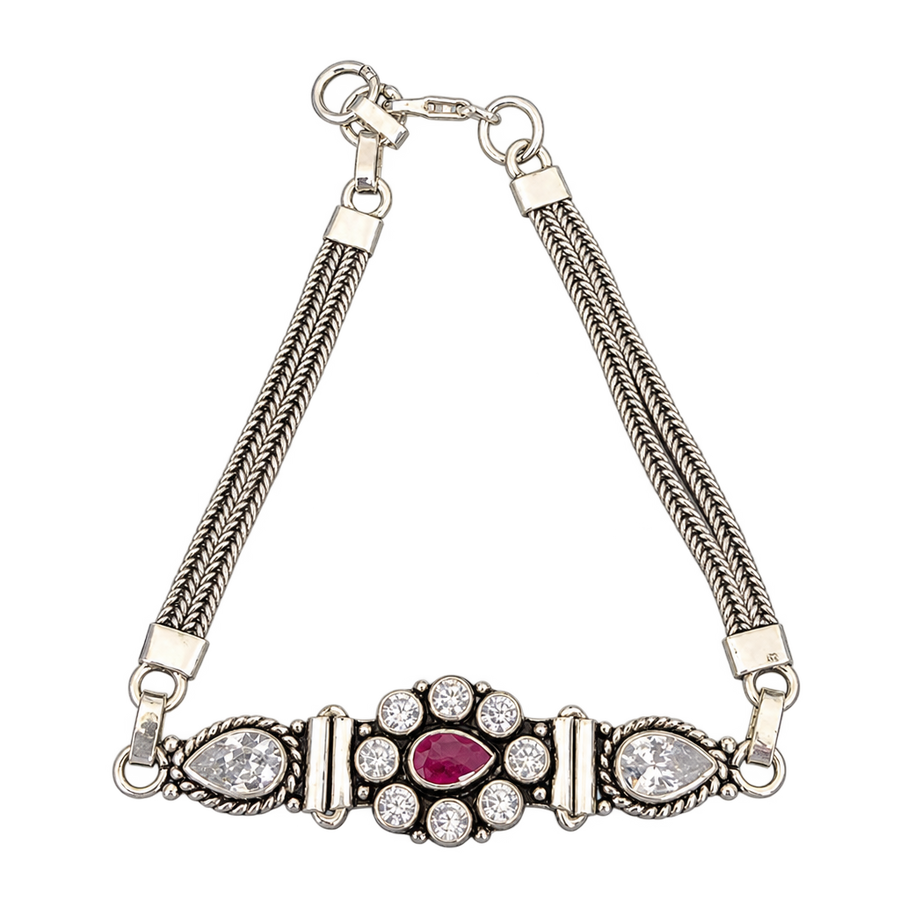 Ruby Teardrop Silver Bracelet, transparent catalogue view