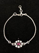 Ruby Halo Chain Bracelet, top view