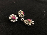 Ruby Oval Halo Set, angled view