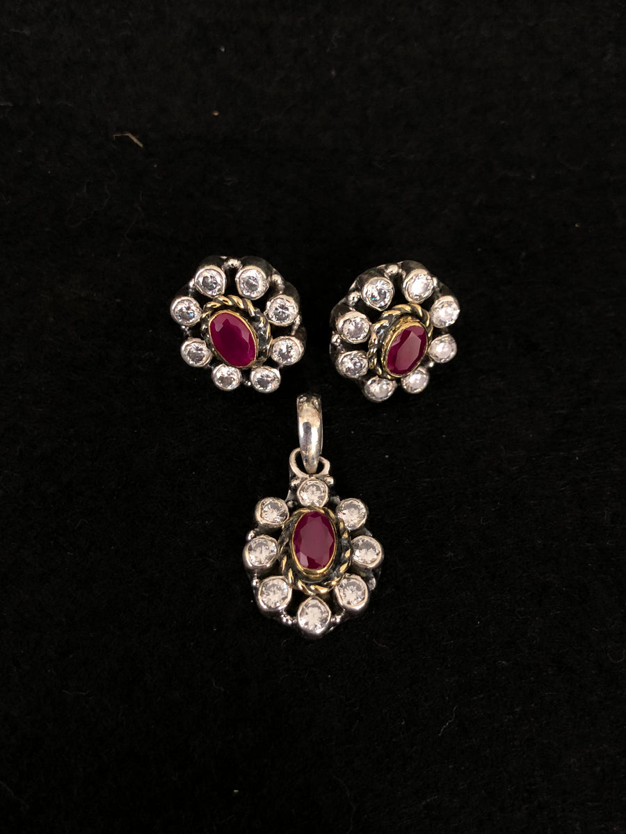 Ruby Oval Halo Set, top view