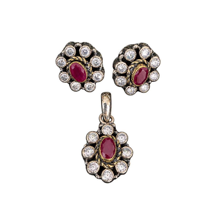 Ruby Oval Halo Set, transparent catalogue view