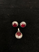 Ruby Round Pendant Set, front view