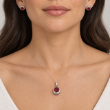 Ruby Round Pendant Set, worn lifestyle view