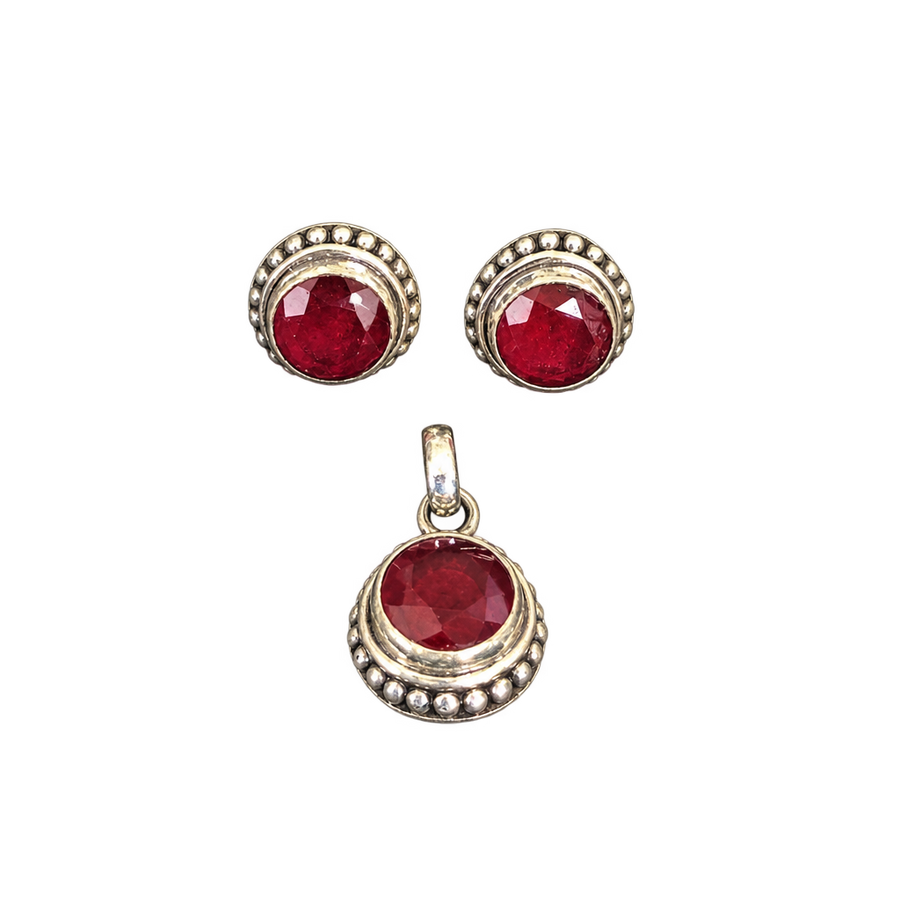 Ruby Round Pendant Set, transparent catalogue view