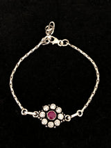 Ruby Halo Silver Bracelet, top view