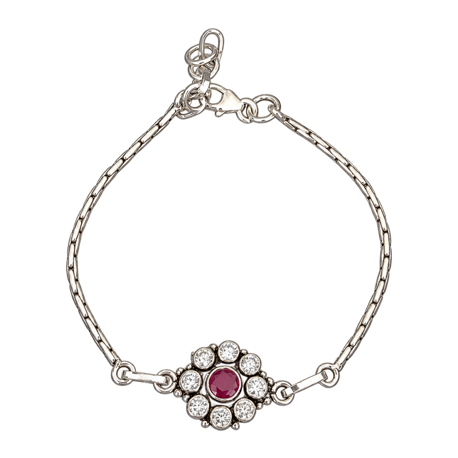 Ruby Halo Silver Bracelet, transparent catalogue view