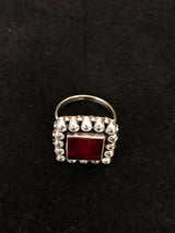 Ruby Halo Silver Ring, front view