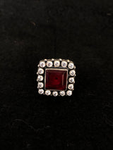 Ruby Halo Silver Ring, top view