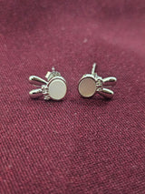 Silver Bunny Hoop Earrings, angled view