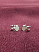 Silver Bunny Hoop Earrings, front view