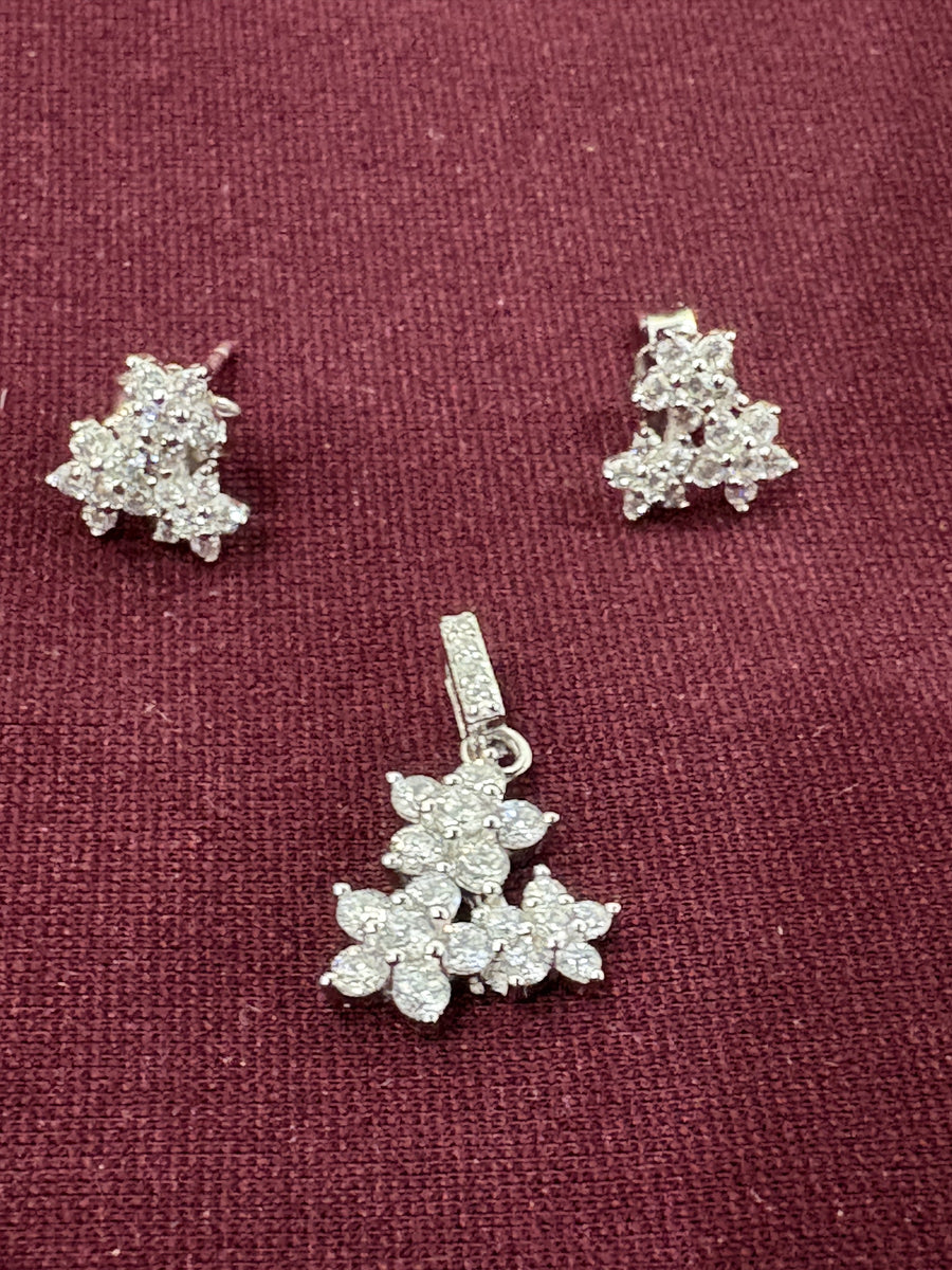 Floral Crystal Pendant Set, angled view
