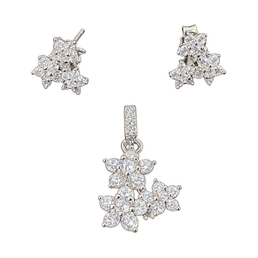 Floral Crystal Pendant Set, transparent catalogue view