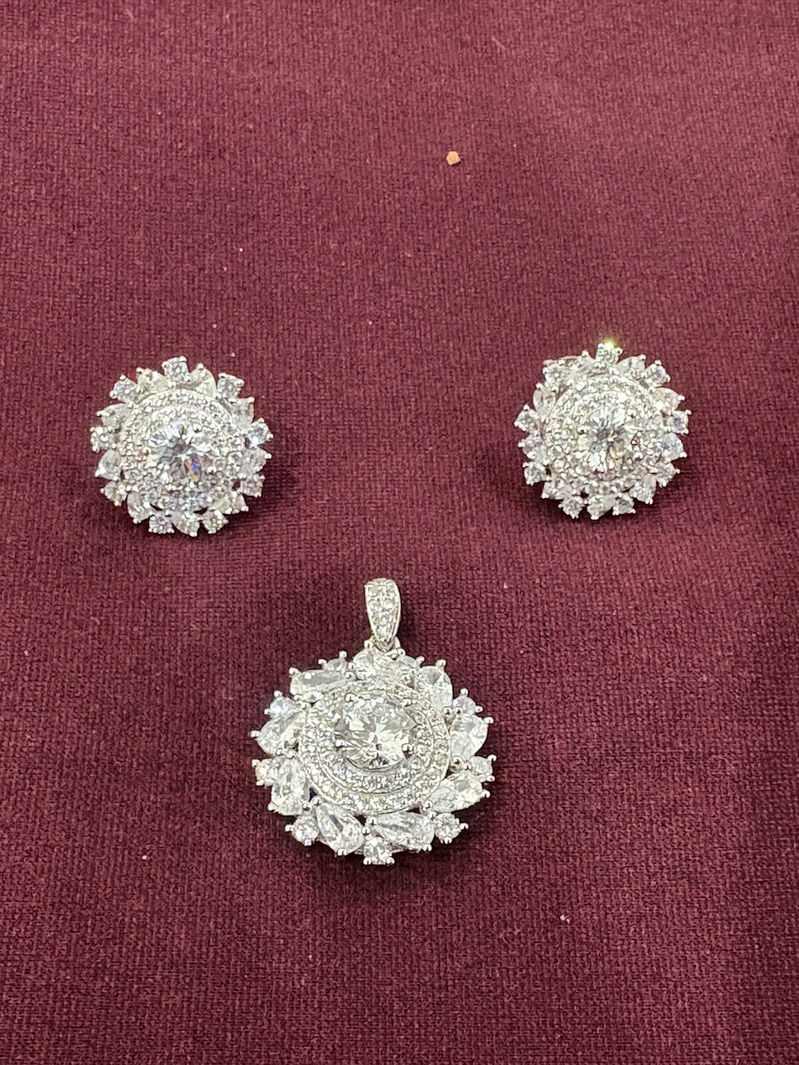 Crystal Sunburst Pendant Set, angled view