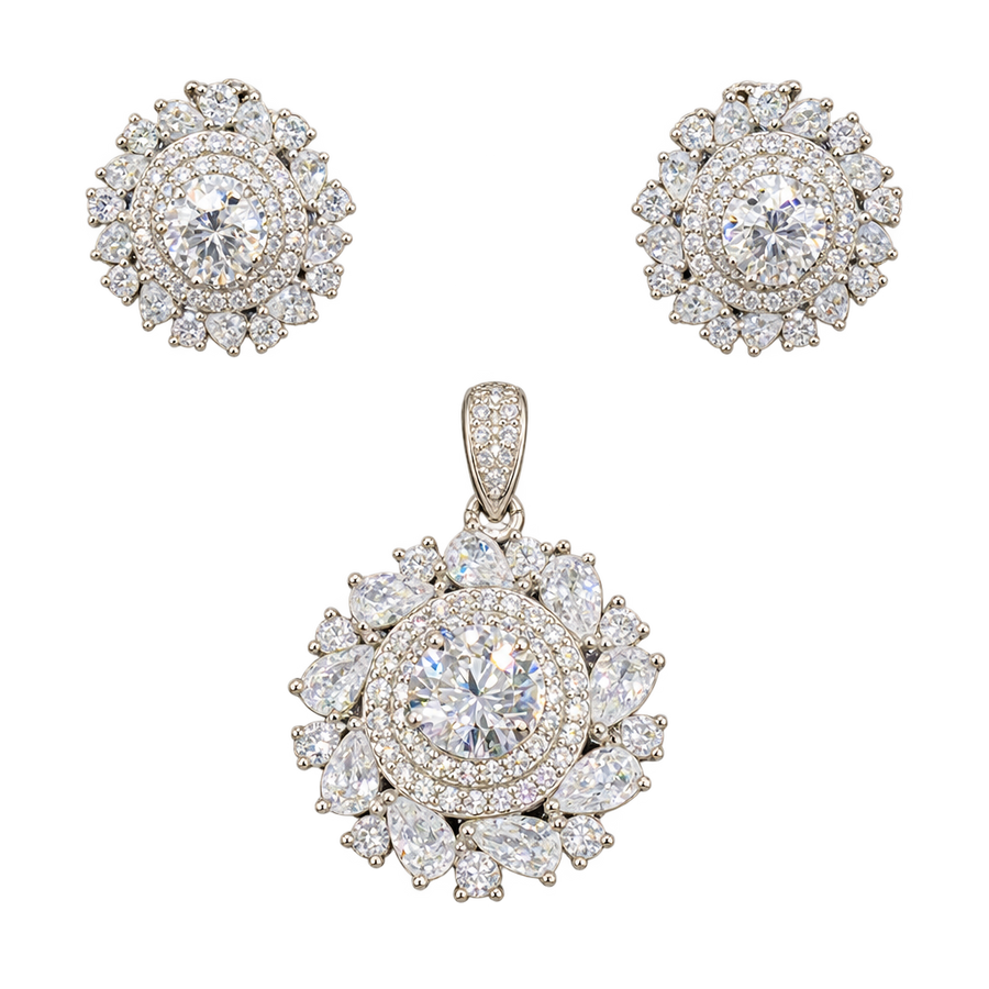Crystal Sunburst Pendant Set, transparent catalogue view