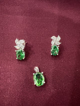 Green Oval Floral Set, angled view