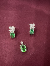 Green Oval Floral Set, front view