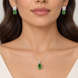 Green Oval Floral Set, worn lifestyle view