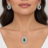 Green Teardrop Halo Set, worn lifestyle view