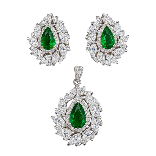 Green Teardrop Halo Set, transparent catalogue view