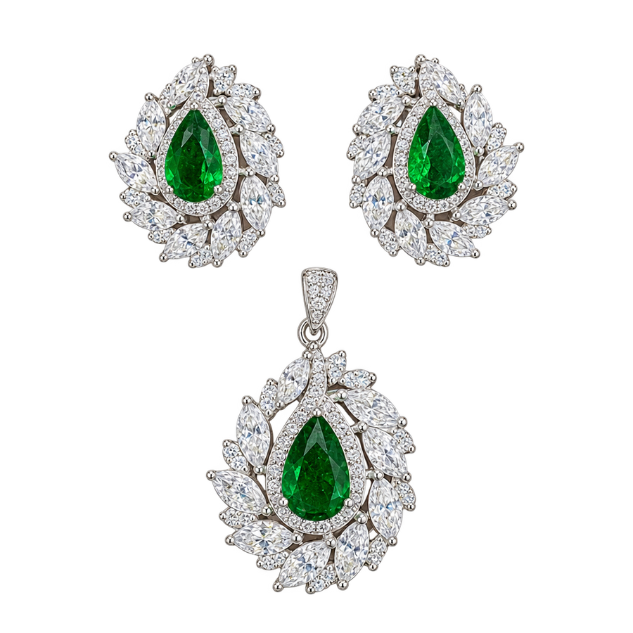 Green Teardrop Halo Set, transparent catalogue view