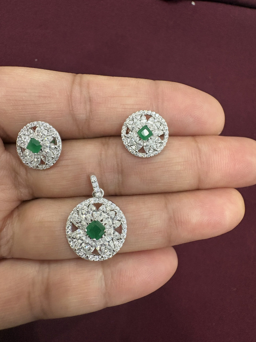Floral Green Halo Set, front view