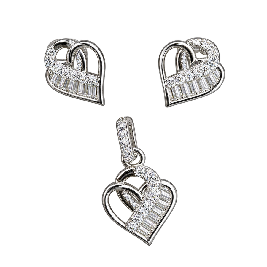 Interlocking Heart Pendant Set, transparent catalogue view