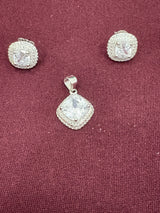 Halo Cushion Pendant Set, angled view