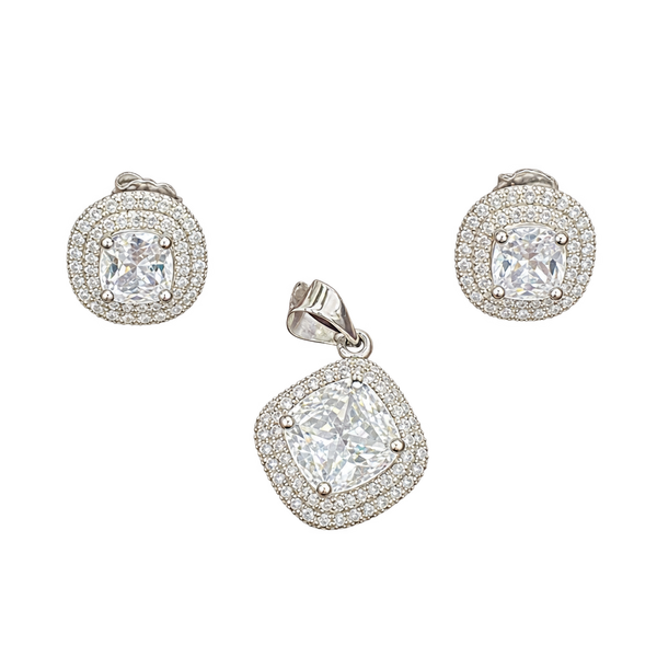 Halo Cushion Pendant Set, transparent catalogue view
