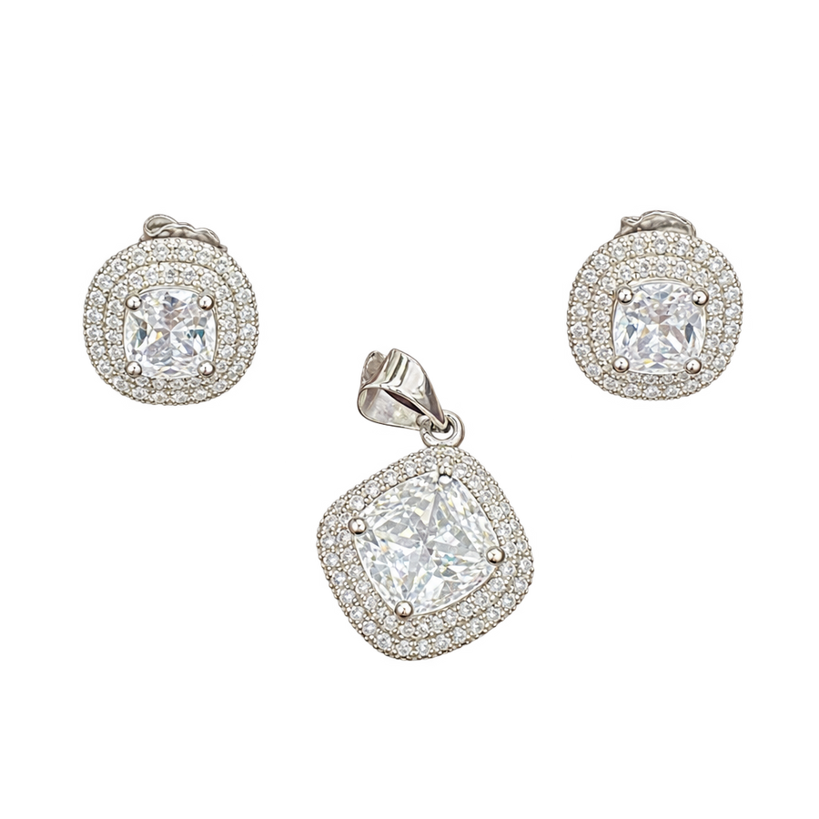 Halo Cushion Pendant Set, transparent catalogue view