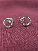 Silver Open Circle Earrings, angled view