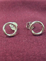 Silver Open Circle Earrings, front view