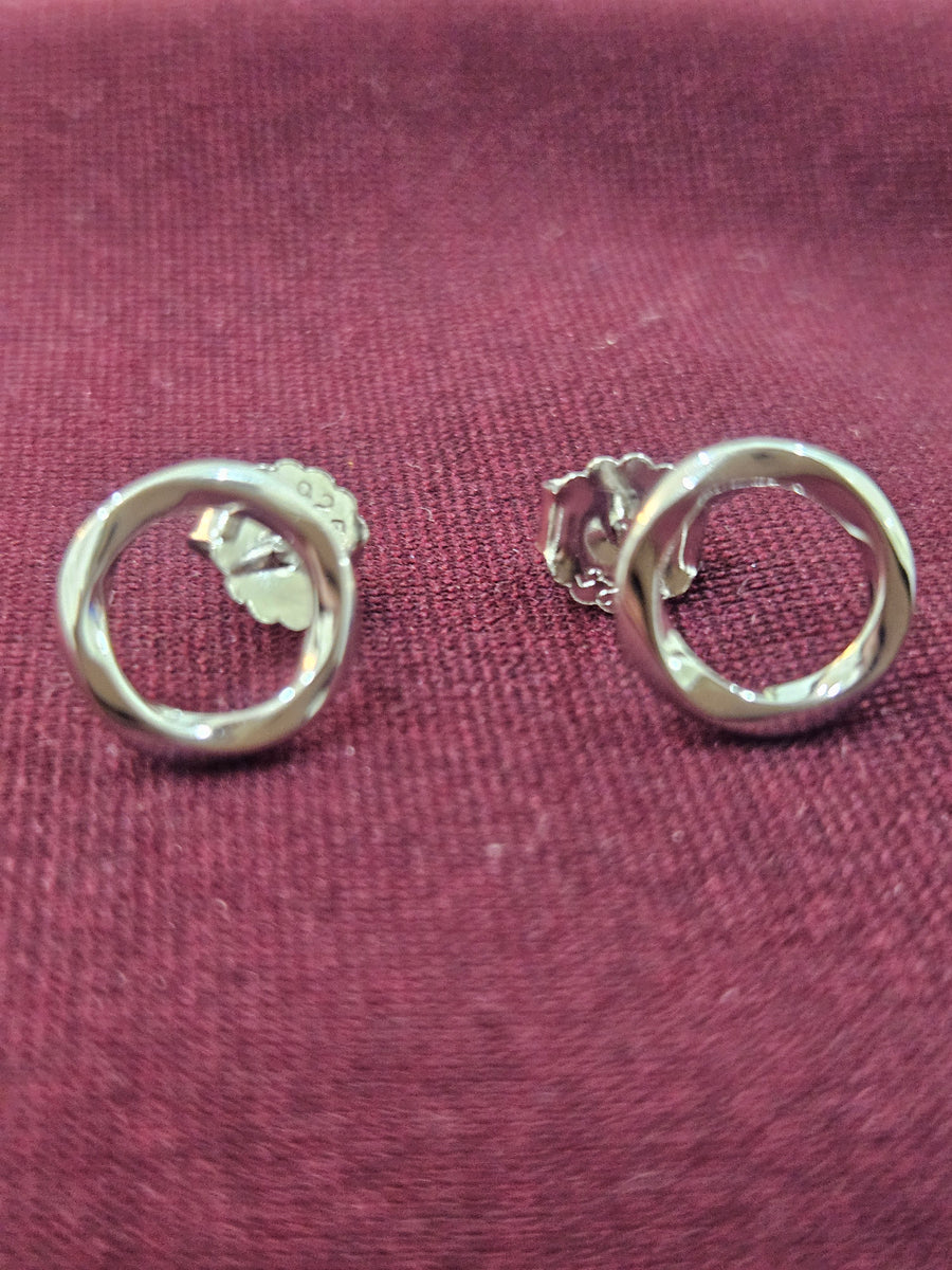 Silver Open Circle Earrings, front view