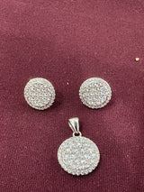Pave Disc Pendant Set, angled view