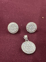 Pave Disc Pendant Set, front view