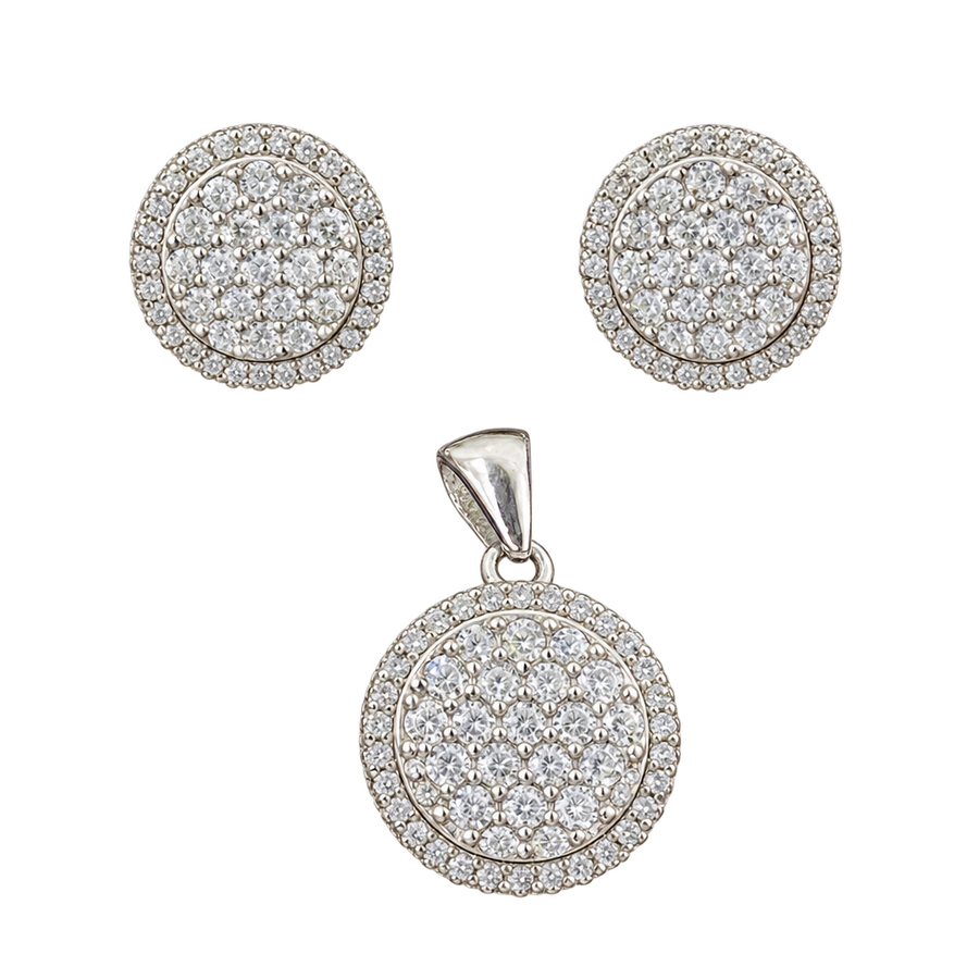 Pave Disc Pendant Set, transparent catalogue view