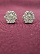 Silver Pave Cluster Hoops, close-up view