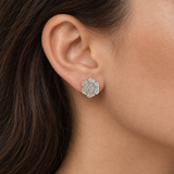 Silver Pave Cluster Hoops, worn lifestyle view