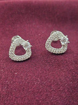 Silver-Tone Pav Teardrop Hoops, angled view
